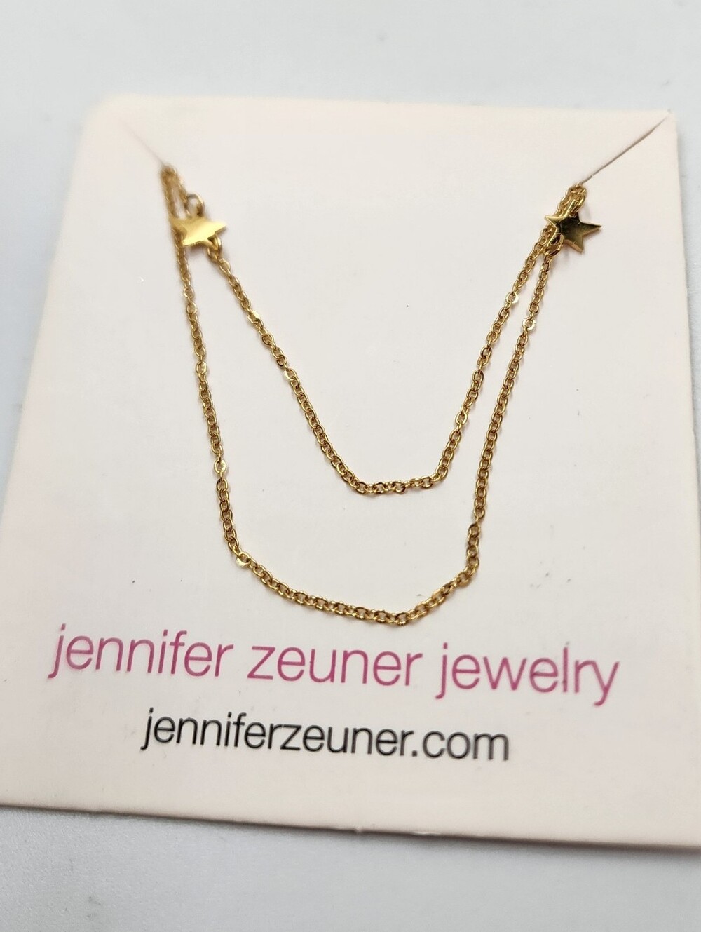 Jennifer Zeuner Star necklace Gold Tone two Strand New